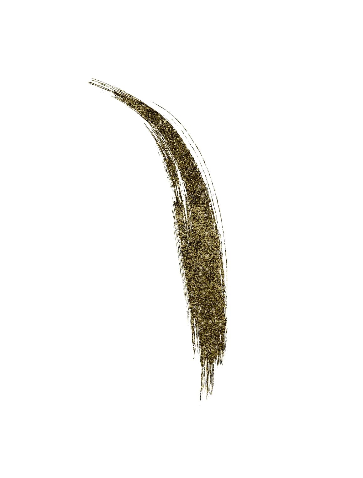 Свотч золотистой шиммерной подводки Yllozure Holo Gold на белом фоне